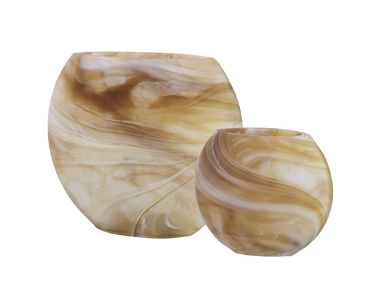 Uttermost Fusion Swirled Caramel & Ivory Vases, Set of 2