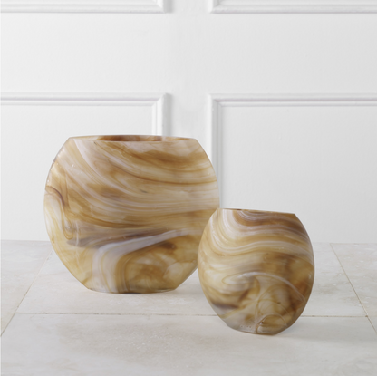 Uttermost Fusion Swirled Caramel & Ivory Vases, Set of 2