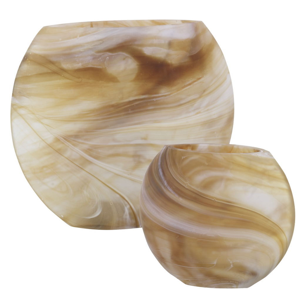 Uttermost Fusion Swirled Caramel & Ivory Vases, Set of 2