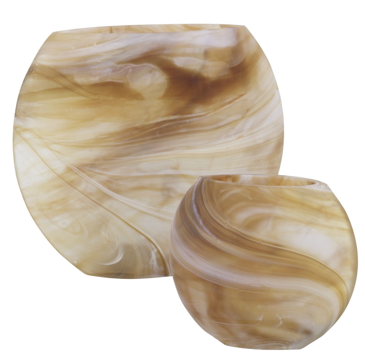 Uttermost Fusion Swirled Caramel & Ivory Vases, Set of 2