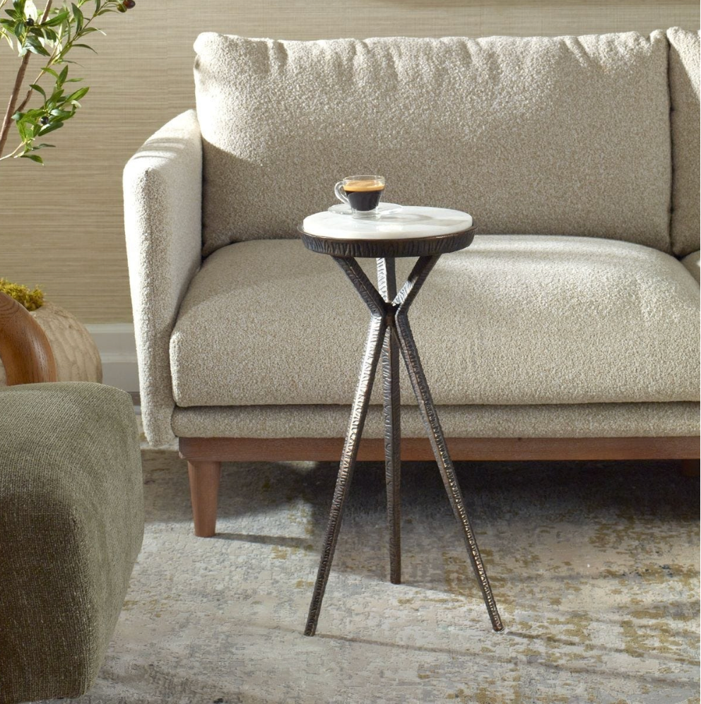 Uttermost Tilton White Marble Accent Table