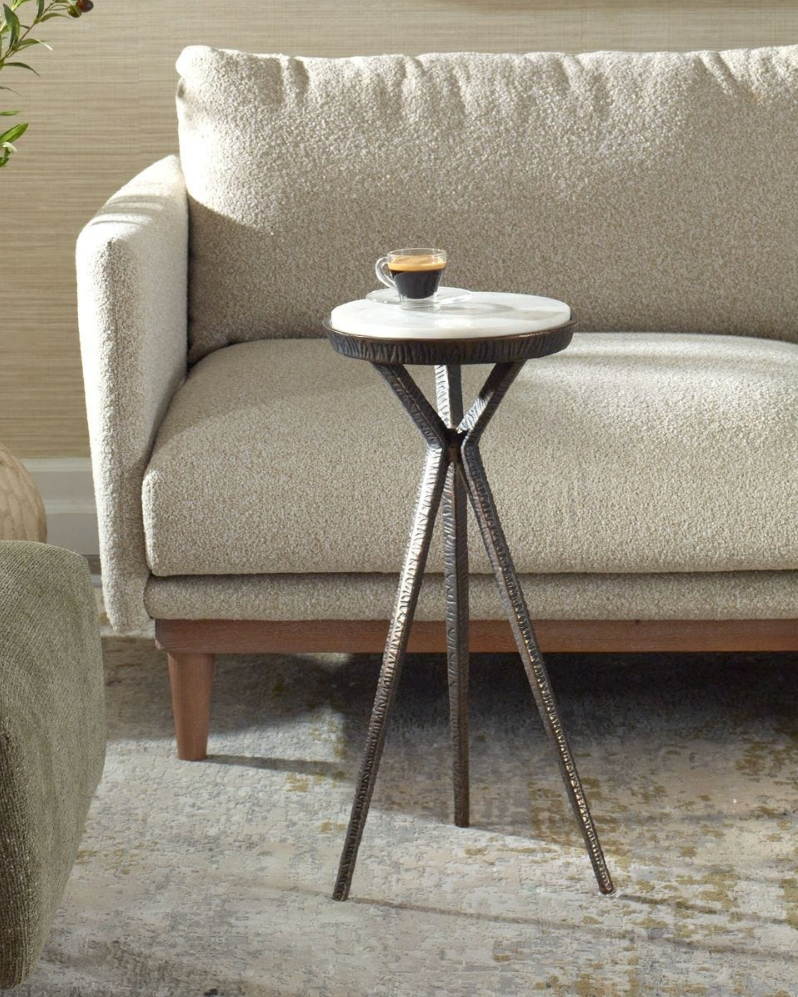 Uttermost Tilton White Marble Accent Table