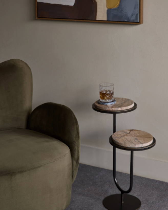 Marco Accent Table - Forst Brown Marble