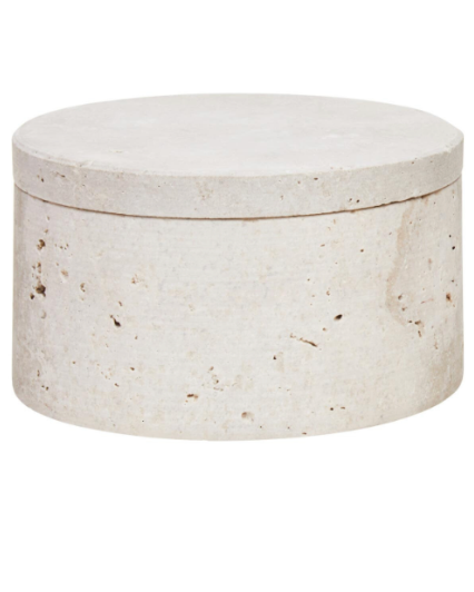 Tibor Travertine Round Trinket Box