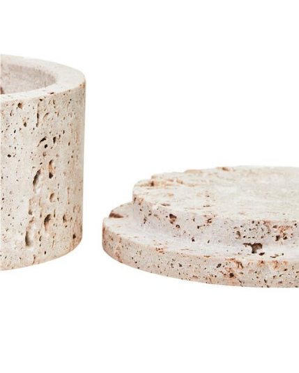 Tibor Travertine Round Trinket Box