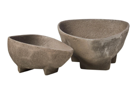 Deriva Set Of 2 Textured Grey Bowls