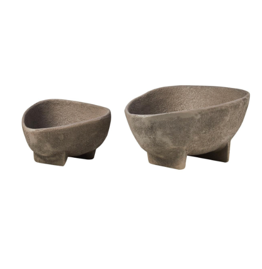 Deriva Set Of 2 Textured Grey Bowls