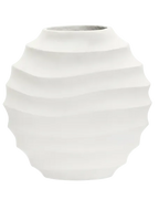 Mira Small Ivory Finish Rippled Round Vase