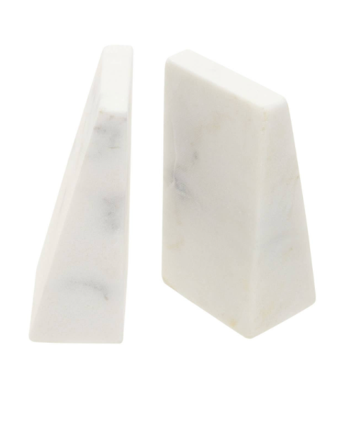 Marris Set Of 2 White Marble Bookends