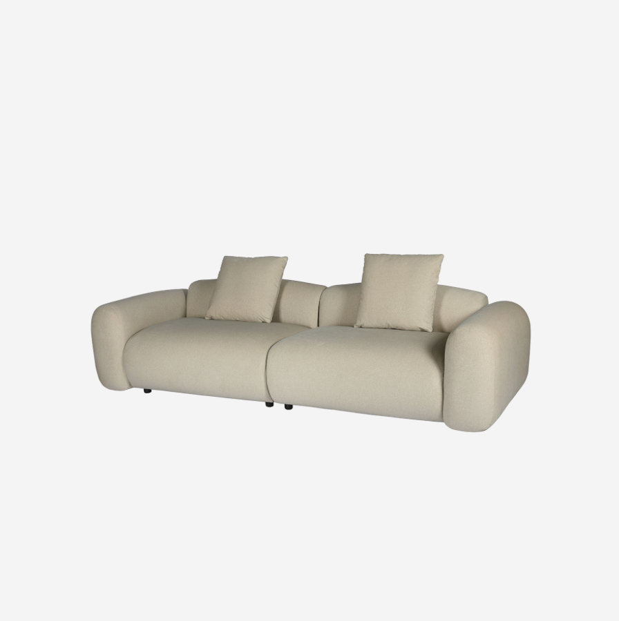 Limewood 3 Seat Sofa and Cushions in Warm Stone Velvet