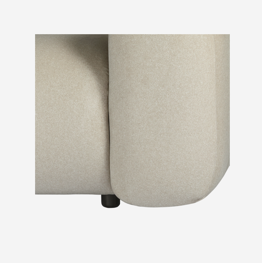 Limewood 3 Seat Sofa and Cushions in Warm Stone Velvet