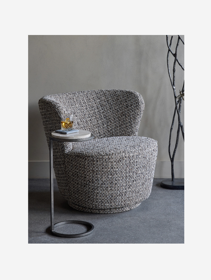 Roehampton Textured Slub Swivel Chair - Mocha