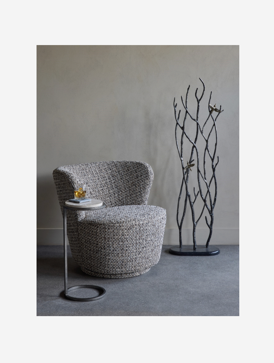 Roehampton Textured Slub Swivel Chair - Mocha