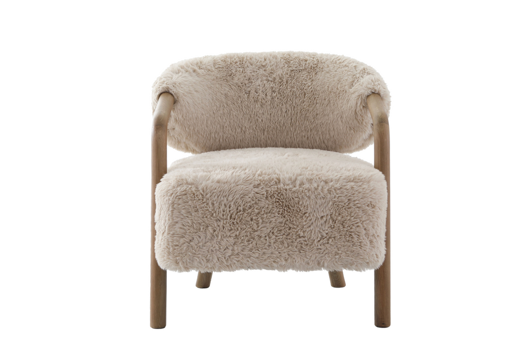 Keiichi Cotswold Lion Accent Chair in Faux Sheepskin