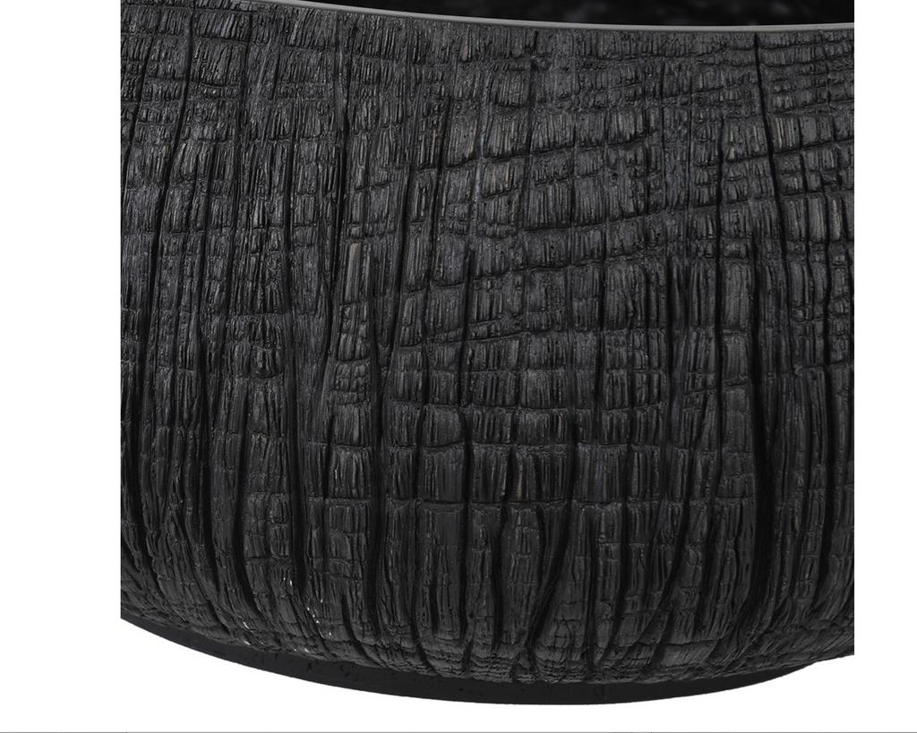 Low Black Textured Bowl