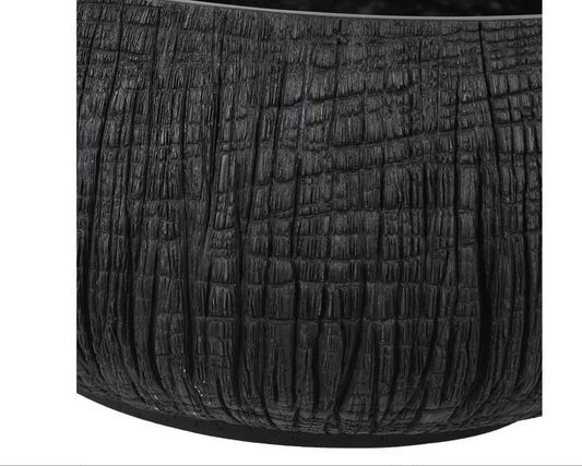 Low Black Textured Bowl