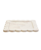 Savio White Marble Square Large Tray with Scallop Edges