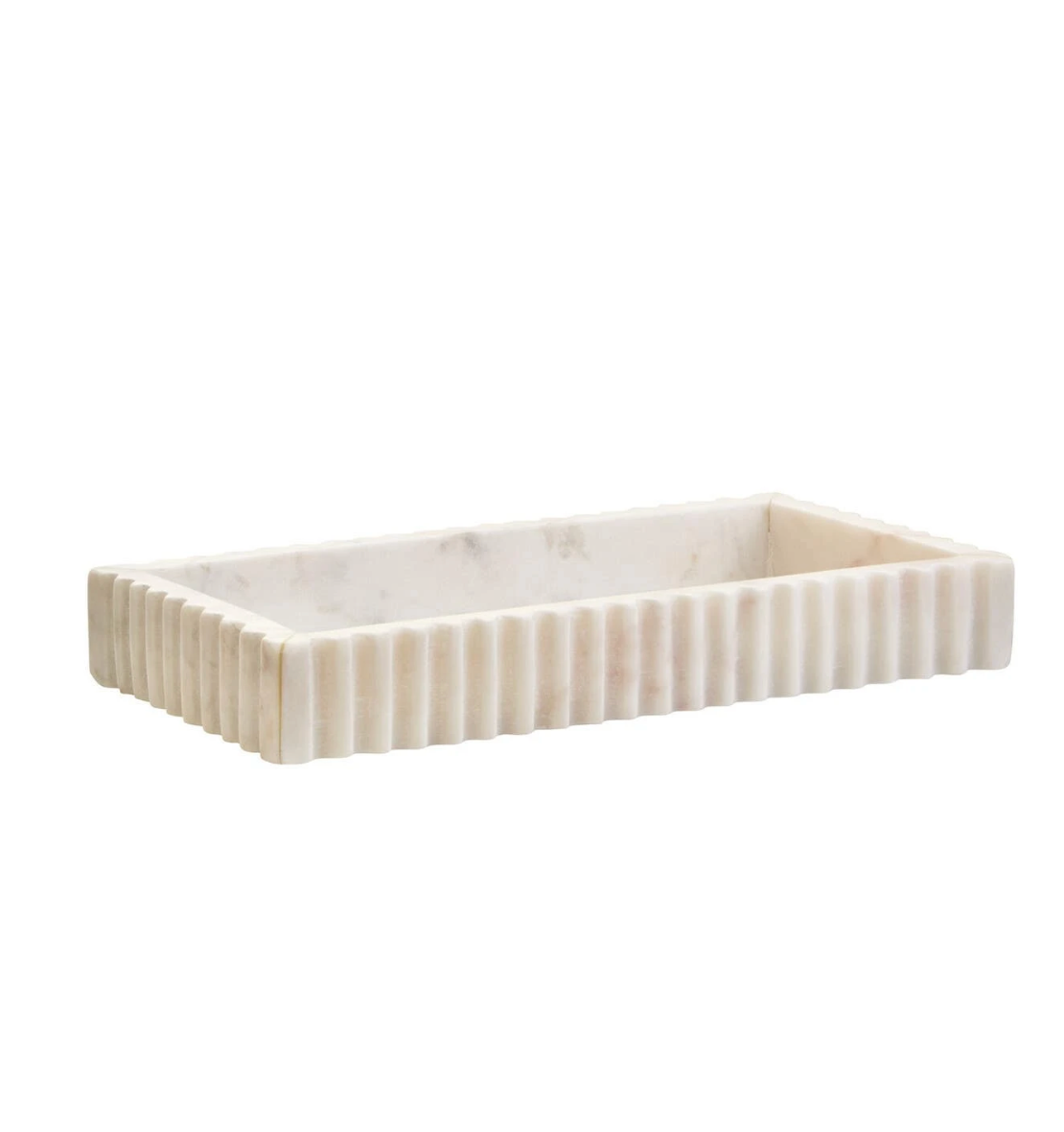 Savio White Marble Square Small Tray with Scallop Edges