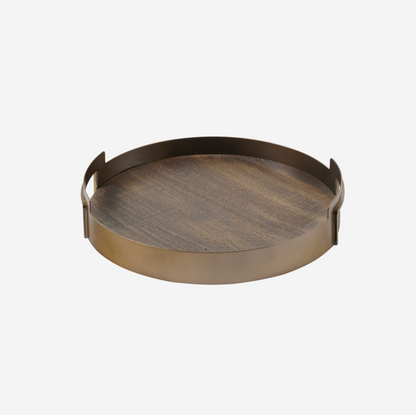 Shibui Mango Wood and Smoked Gold Tray Set of 2