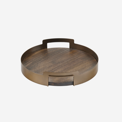 Shibui Mango Wood and Smoked Gold Tray Set of 2