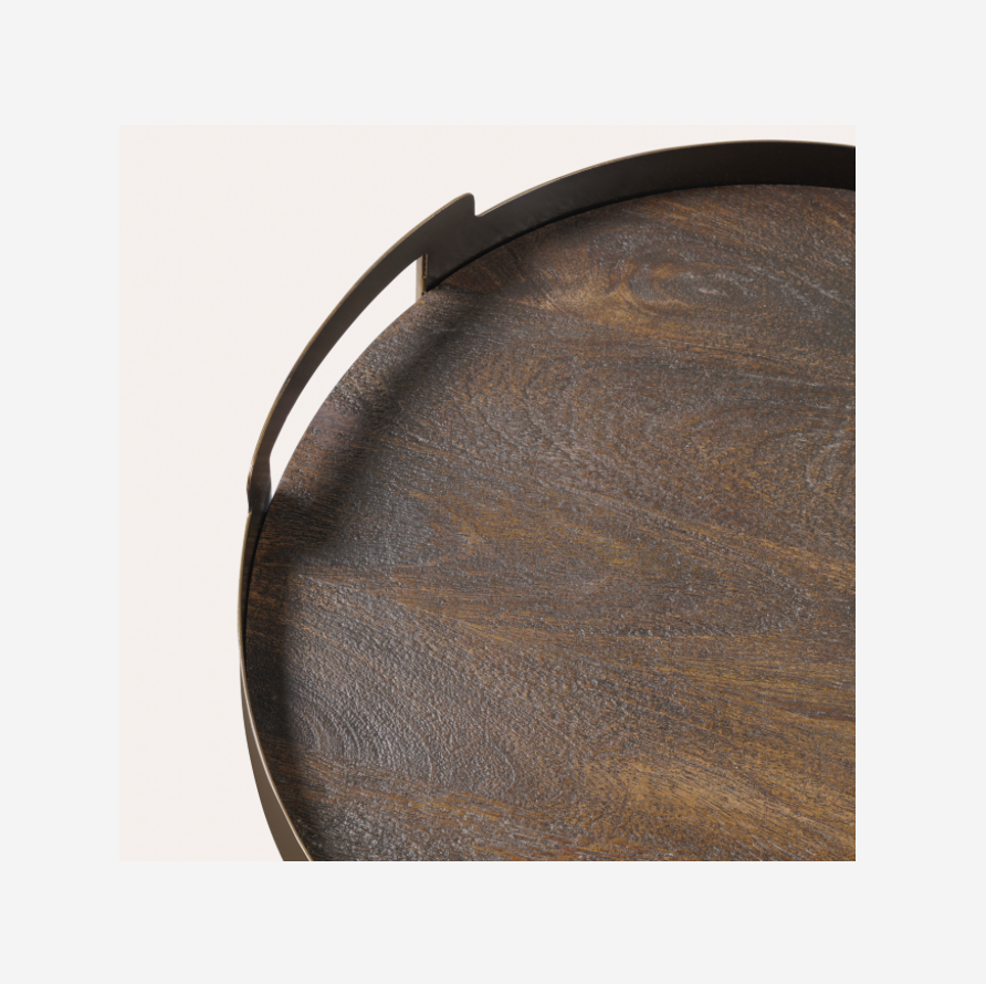 Shibui Mango Wood and Smoked Gold Tray Set of 2