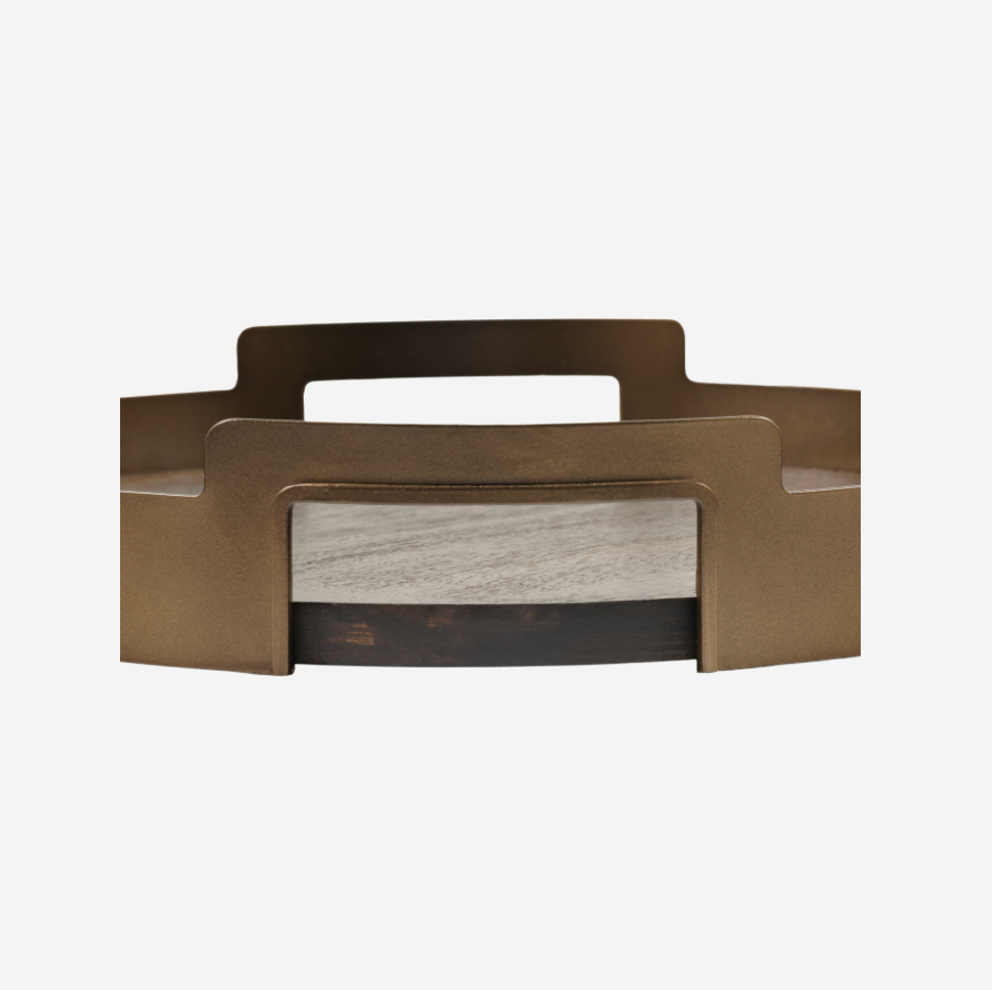 Shibui Mango Wood and Smoked Gold Tray Set of 2