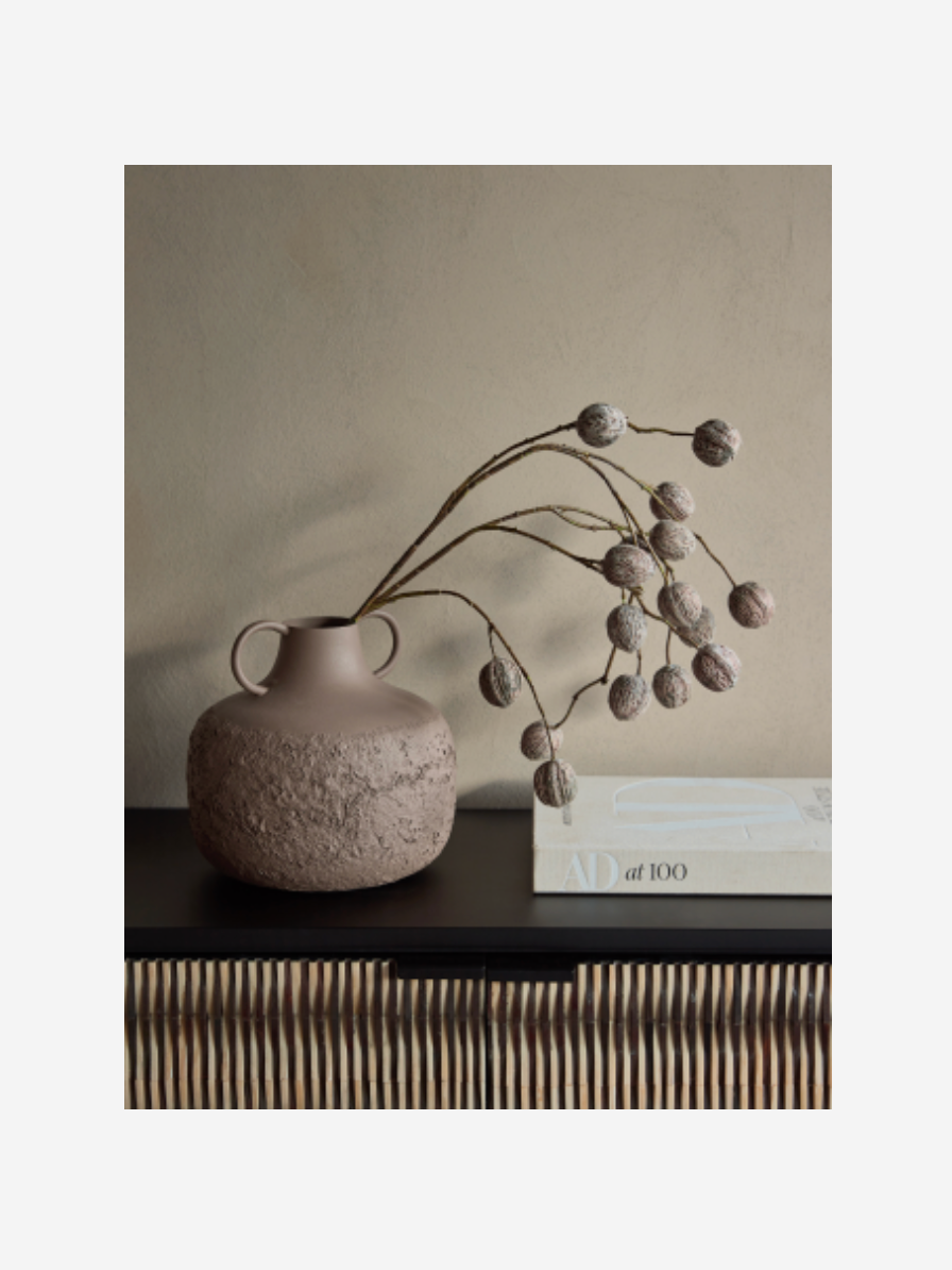 Alora Brown Textured Metal Vase Large
