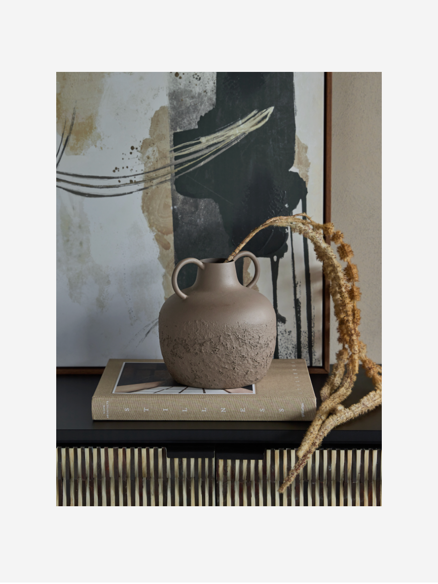 Alora Brown Textured Metal Vase Small