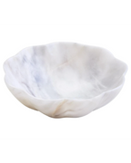 Zoro Large White Marble Scalloped Bowl