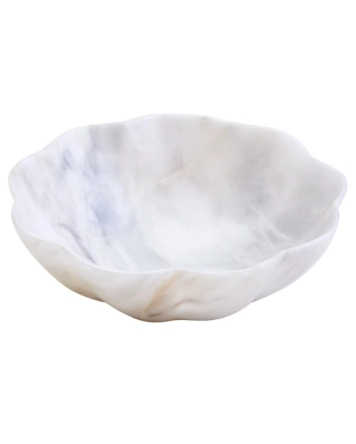 Zoro Large White Marble Scalloped Bowl