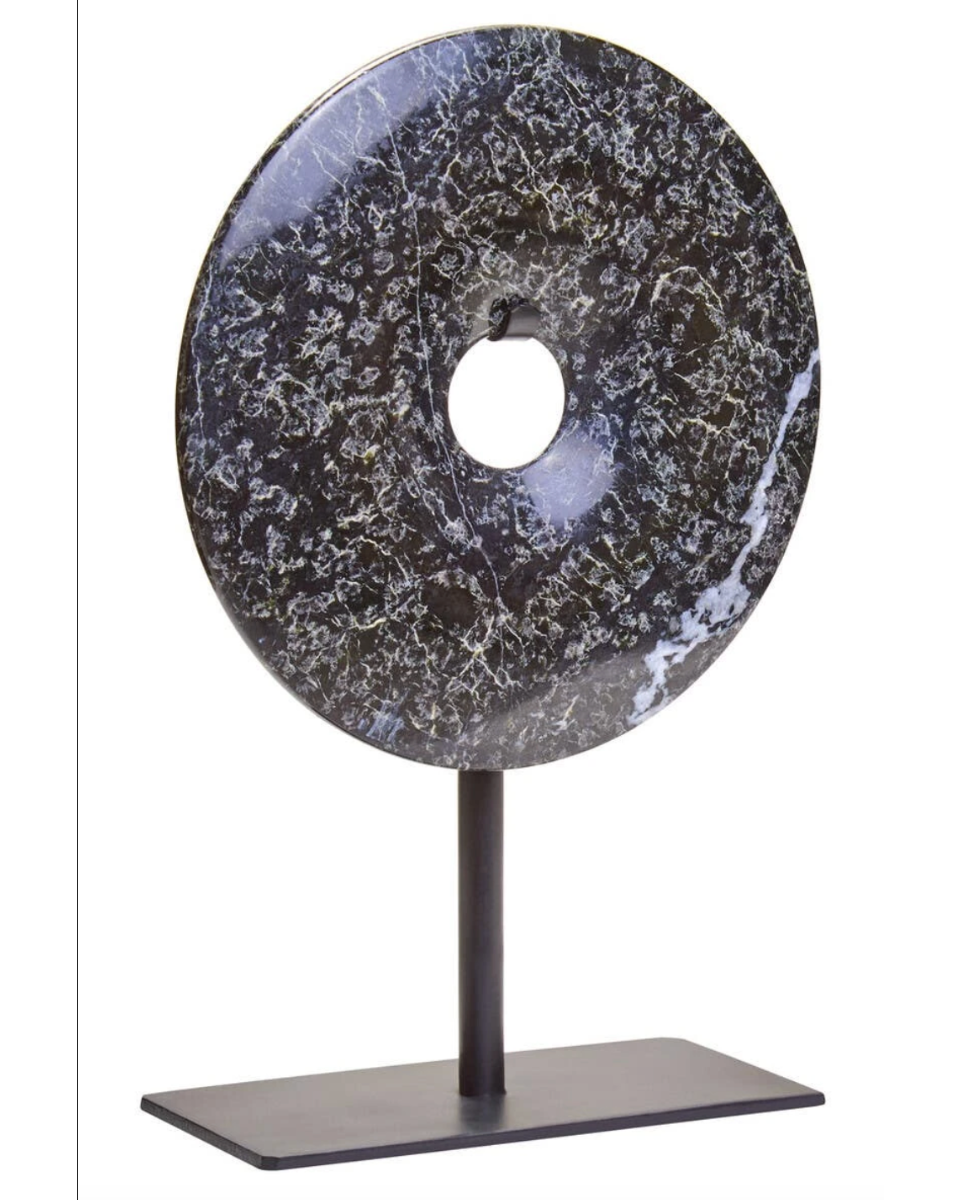 Zoro Small Black Marble Round 15cm Disc Sculpture