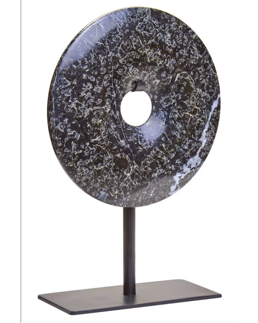 Zoro Small Black Marble Round 15cm Disc Sculpture