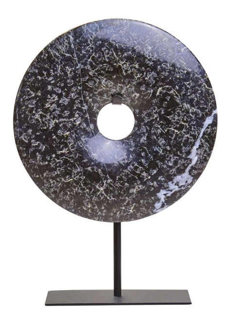 Zoro Small Black Marble Round 15cm Disc Sculpture