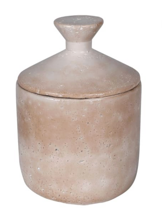 Small Taupe Cement Lidded Jar