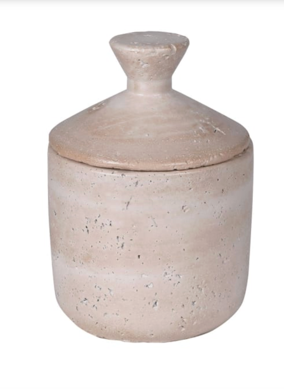 Large Taupe Cement Lidded Jar