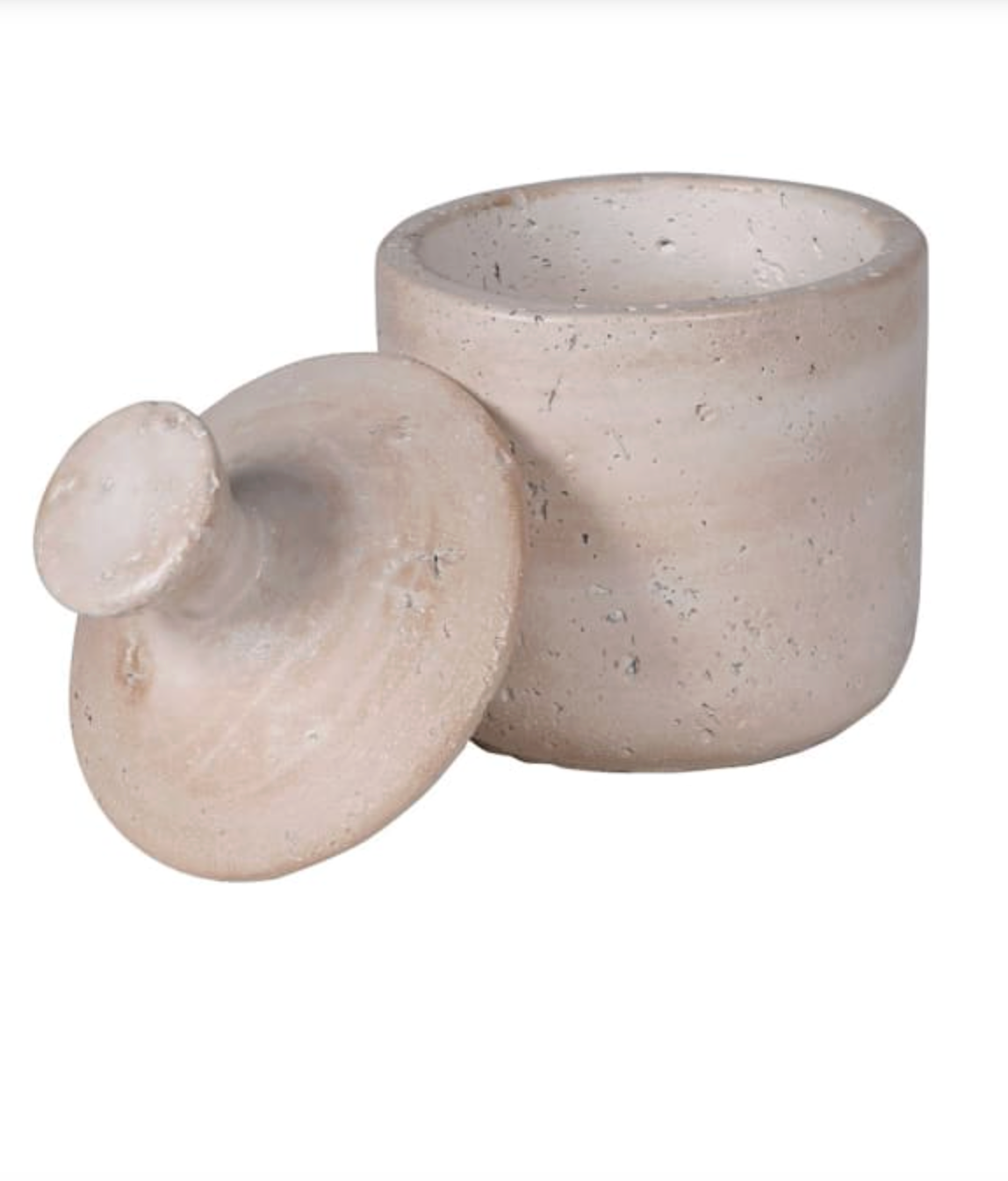 Large Taupe Cement Lidded Jar