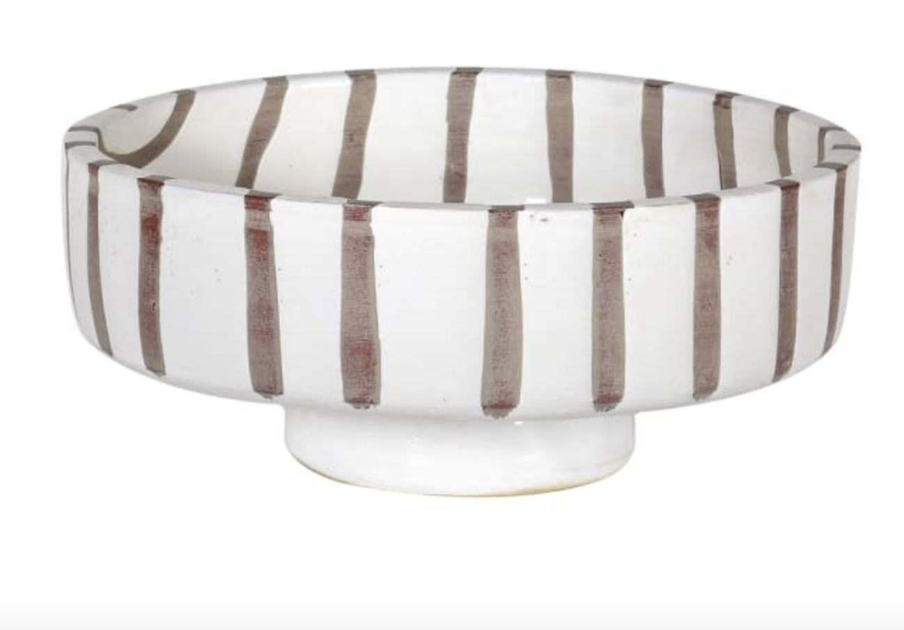 White Stripe Footed Bowl