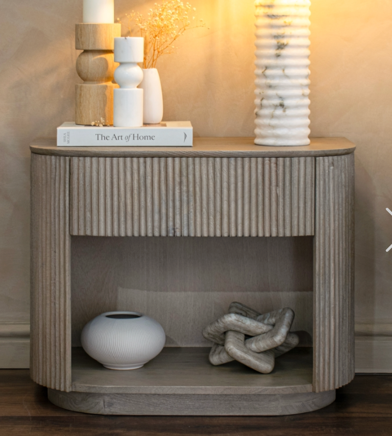 R V Astley Bergan 1 Drawer Bedside Fluted Wood
