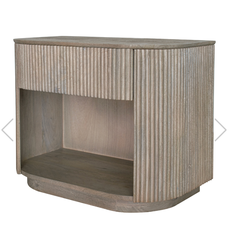 R V Astley Bergan 1 Drawer Bedside Fluted Wood