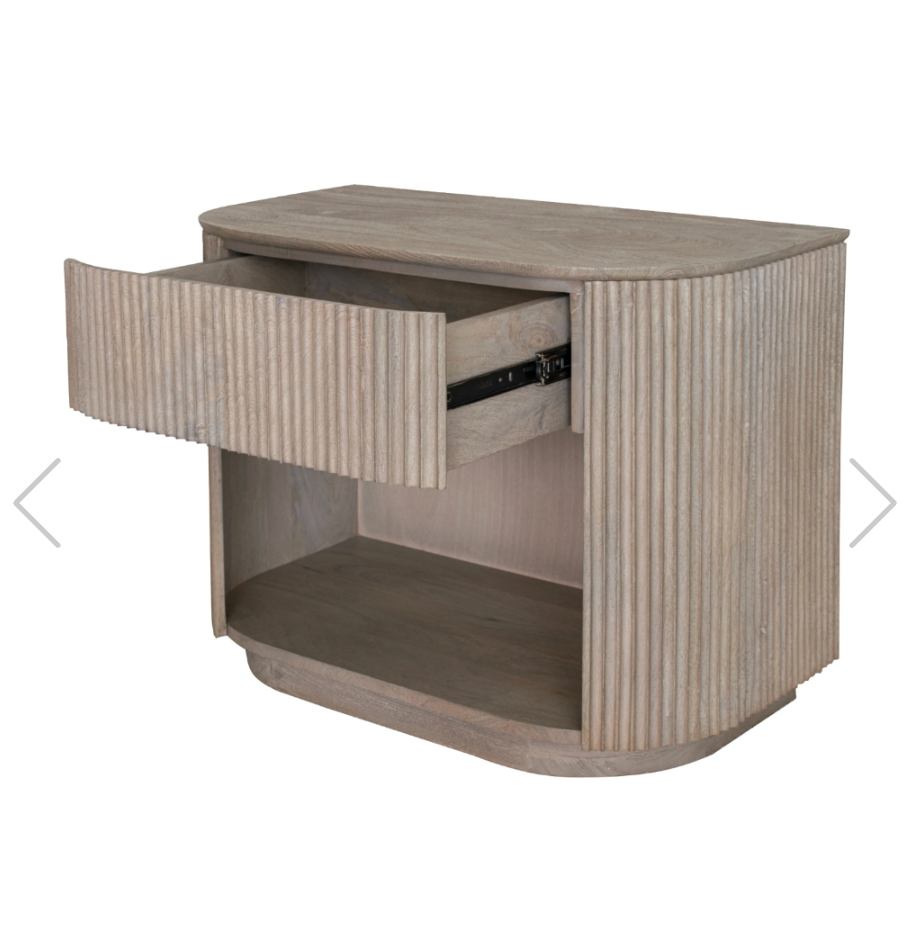 R V Astley Bergan 1 Drawer Bedside Fluted Wood