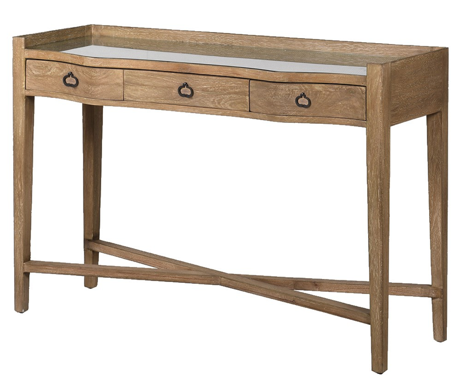 Kingham 3 Drawer Dressing Table with Glass Top