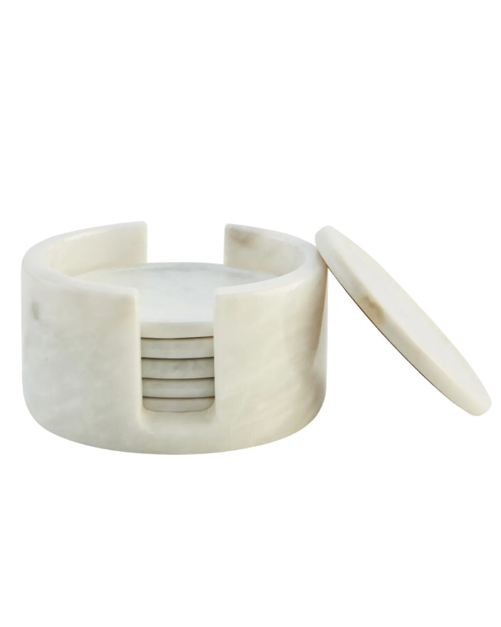 Kindia Set of 6 Marble Coasters with Holder
