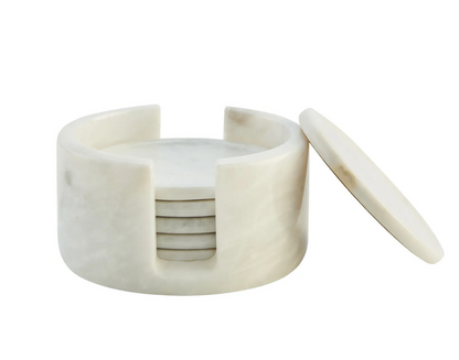 Kindia Set of 6 Marble Coasters with Holder