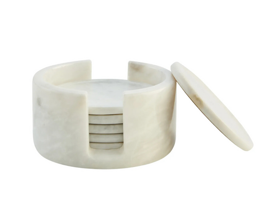 Kindia Set of 6 Marble Coasters with Holder