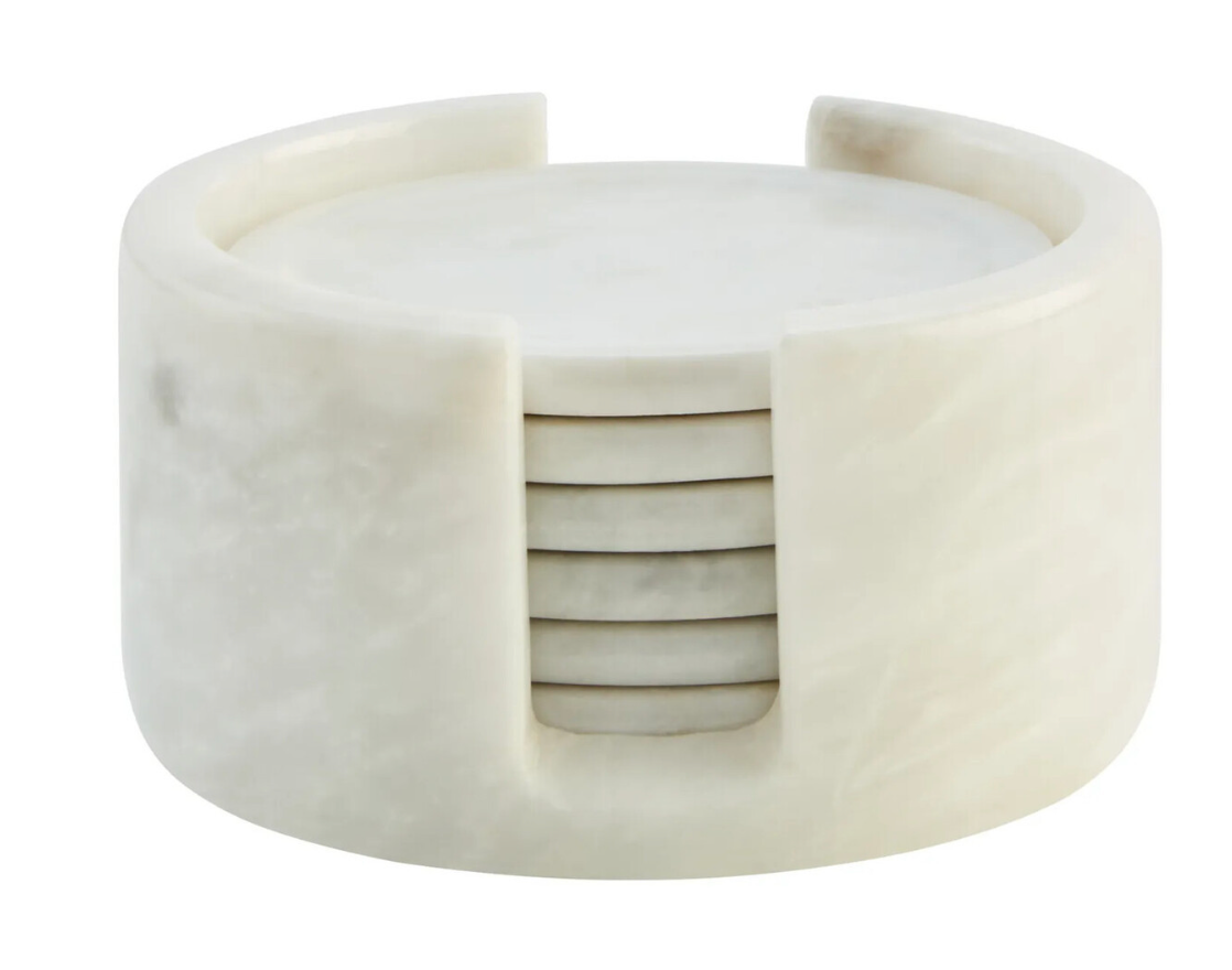 Kindia Set of 6 Marble Coasters with Holder