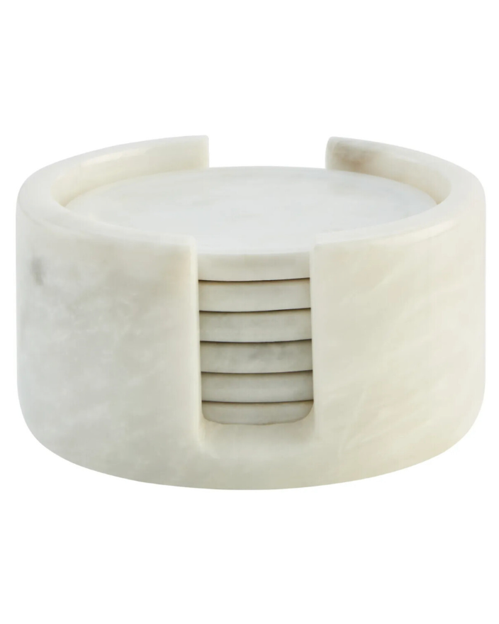Kindia Set of 6 Marble Coasters with Holder