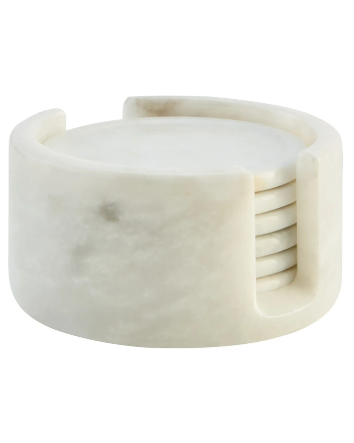 Kindia Set of 6 Marble Coasters with Holder
