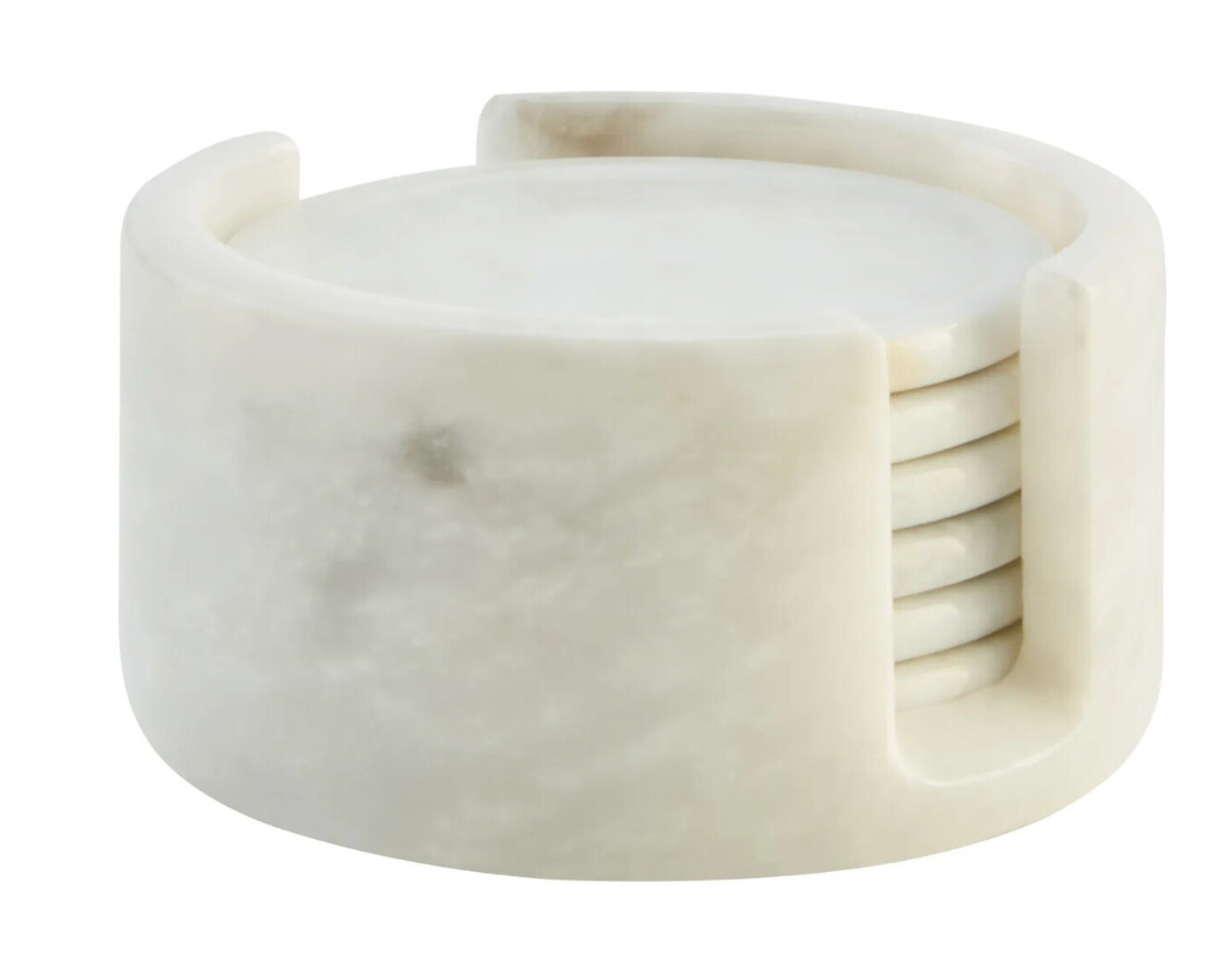 Kindia Set of 6 Marble Coasters with Holder