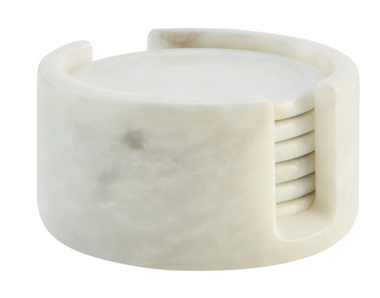 Kindia Set of 6 Marble Coasters with Holder