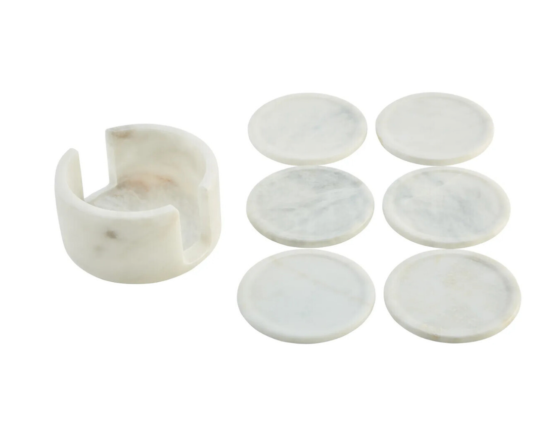 Kindia Set of 6 Marble Coasters with Holder